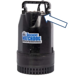 Pictured is the Basement Watchdog CITS-50 combination sump pump with its top suction.